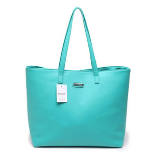 Mango leather tote bag turquoise 8225 15745231