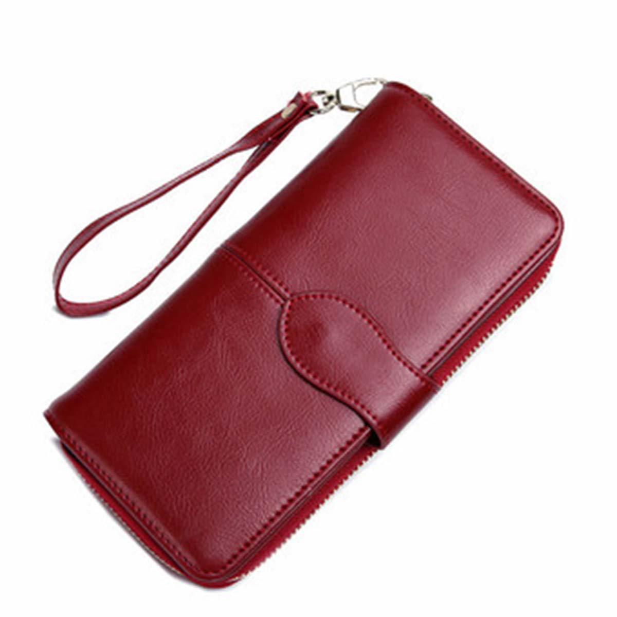 Women top grain genuine cow leather wallet real leather long model red intl 2866 5220706 1 product